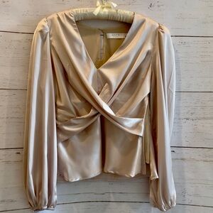 Champagne Satin Wrap Top – Size L
